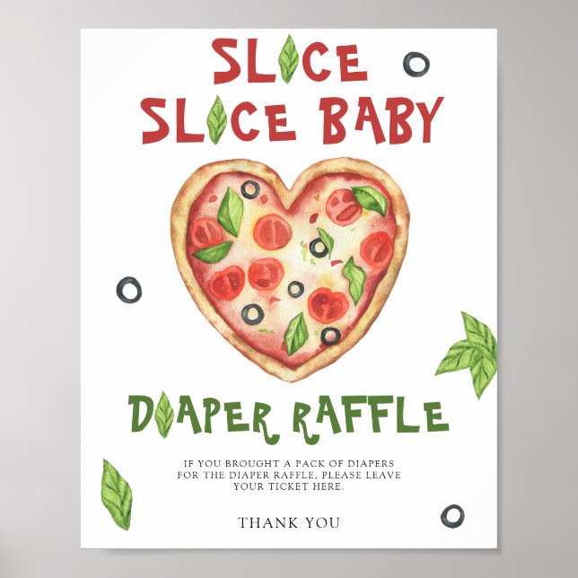 Poster Chá de bebê de pizza - rifa de fraldas (Frente)