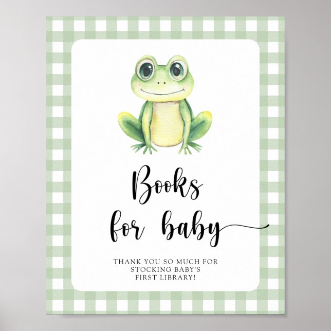 Poster Chá de bebê de rã - livros para o bebê (Frente)