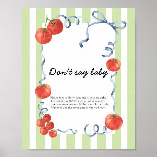 Poster Chá de bebê de Tomate Não diga bebê (Frente)