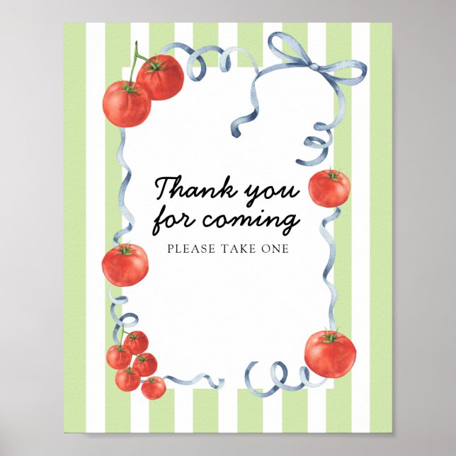 Poster Chá de bebê de Tomate Obrigada por vir (Frente)