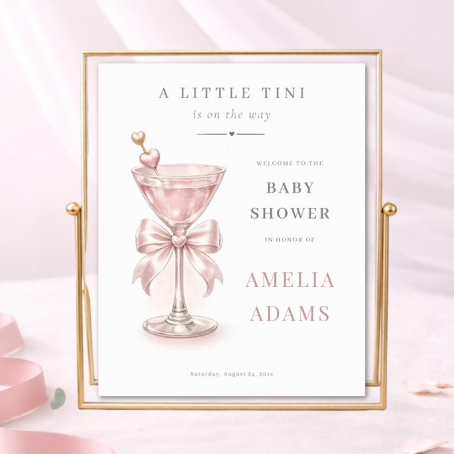 Poster Chá de Bebê de Uma Menina Rosa Tini One Bem-vindo (Criador carregado)