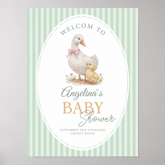 Poster Chá de Bebê do Adorável Pato e Patinho  (Frente)