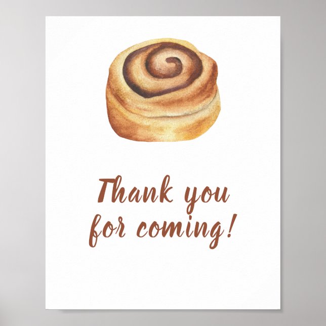 Poster Chá de bebê do bun com canela Obrigado (Frente)