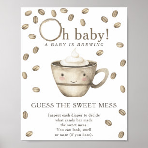 Poster Chá de bebê do café Adivinhe a doce bagunça