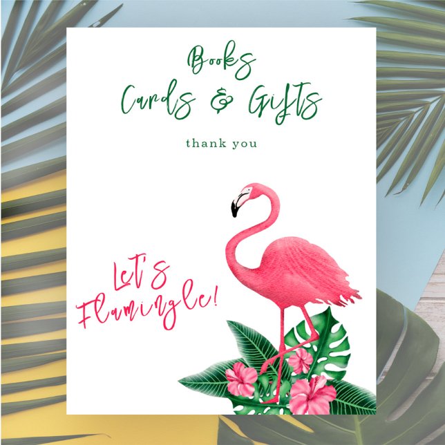 Poster Chá de bebê do flamingo Livros cartões e presentes (Criador carregado)