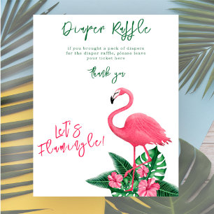 Poster Chá de bebê do flamingo rosa Jogo de rifa de frald