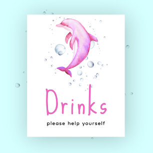 Poster Chá de bebê do Golfinho Rosa - Bebidas