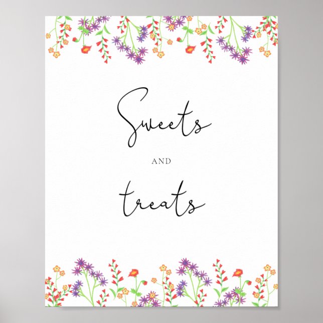Poster Chá de bebê doces e guloseimas de flores silvestre (Frente)