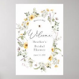 Poster Chá de Bebê e Bela Flor Silvestre Bem-vinda