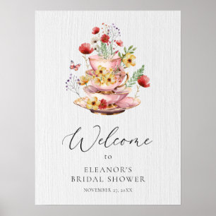 Poster Chá de Bebê Elegante com Flores Silvestres - Boas-