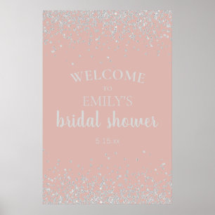 Poster Chá de Bebê Elegante Rosa Poeirento com Confetes P