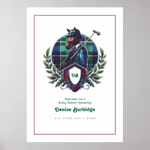 Poster Chá de Bebê Equestre Sophisticado Bem-vindo