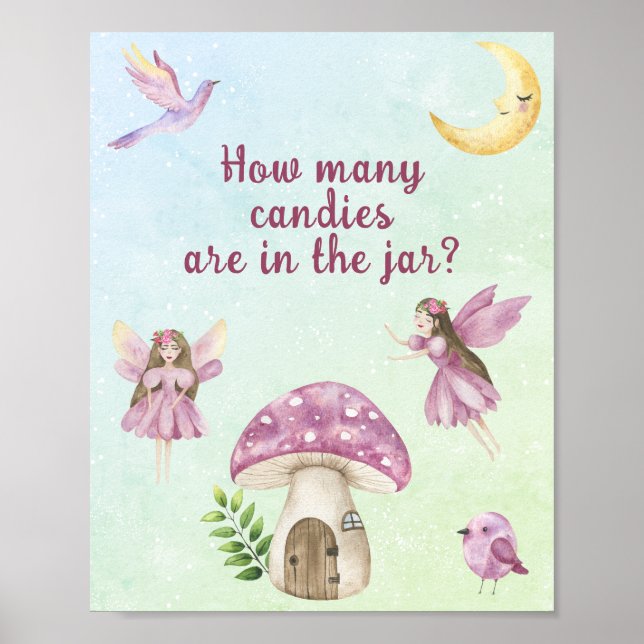 Poster Chá de bebê Fada Adivinhe quantos doces (Frente)