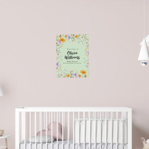 Poster Chá de bebê floral de menta primavera