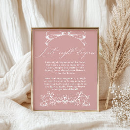 Poster Chá de Bebê Floral Vintage Fraldas Noite Adiantada