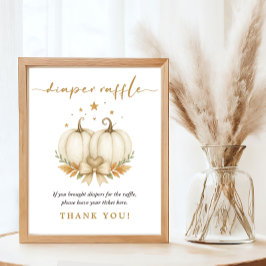 Poster Chá de Bebê Gêmeos de Abóbora em Aquarela Sorteio 