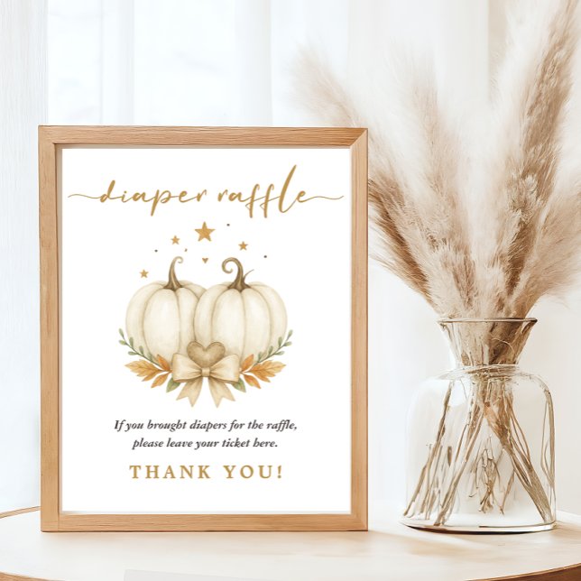 Poster Chá de Bebê Gêmeos de Abóbora em Aquarela Sorteio  (Criador carregado)