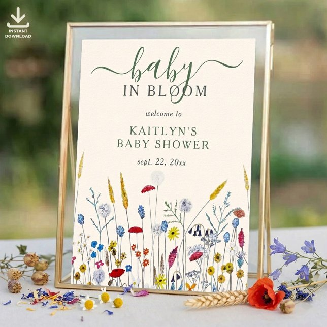 Poster Chá de Bebê Jardim de Flores Silvestres Baby in Bl (Criador carregado)