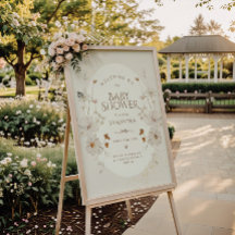 Chá de Bebê Jardim Floral Aquarela Bege Boho