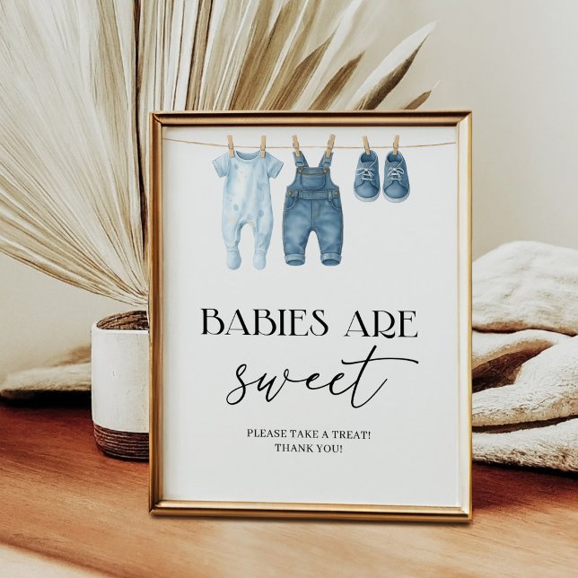 Poster Chá de Bebê Jeans Azul Denim Bebês São Doce (Criador carregado)