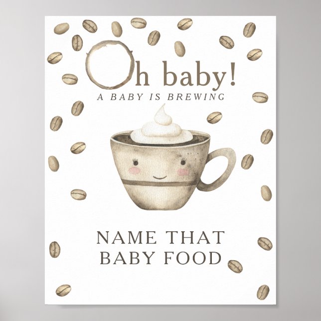 Poster Chá de bebê Kawaii Coffee Baby - Jogo de comida de (Frente)