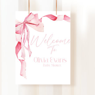 Poster Chá de Bebê Laço Rosa, Chá de Bebê, É uma Menina,