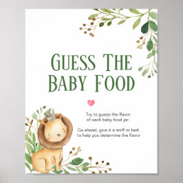 Poster Chá de Bebê Leão Verde Adivinhe a Comida do Bebê