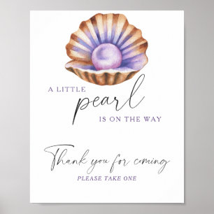 Poster Chá de bebê Little Pearl - Obrigado por vir