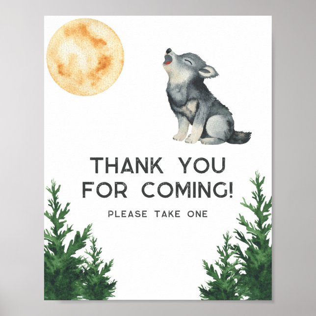 Poster Chá de Bebê Lobo - Obrigado por vir (Frente)