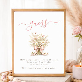 Poster Chá de Bebê Menina Flor Selvagem - Adivinhe Quanta