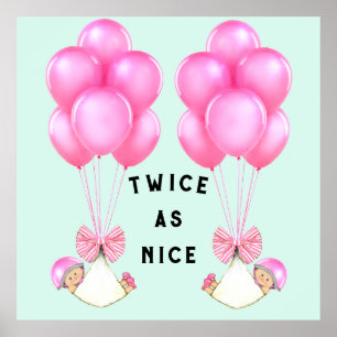 Poster Chá de Bebê Meninas Gêmeas