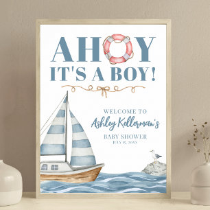 Poster Chá de Bebê Menino Oceano Náutico