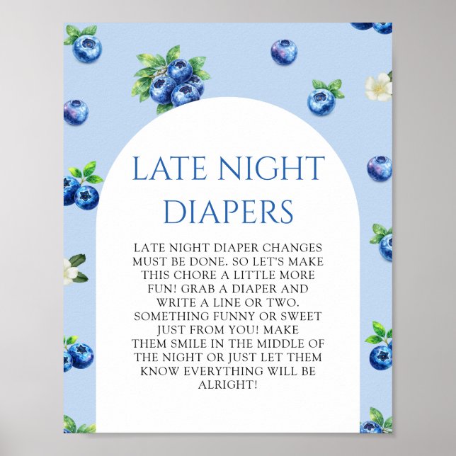 Poster Chá de Bebê Mirtilo Fraldas Noturnas (Frente)