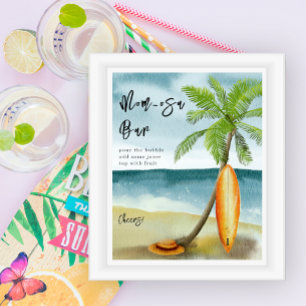 Poster Chá de bebê na praia de surf - bar de mom-osa