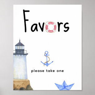 Poster Chá de bebê náutico - lembrancinhas, por favor, pe
