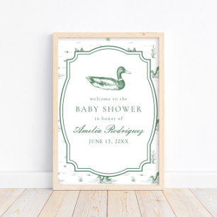 Poster Chá de Bebê Neutro em Toile de Pato-real Mallard