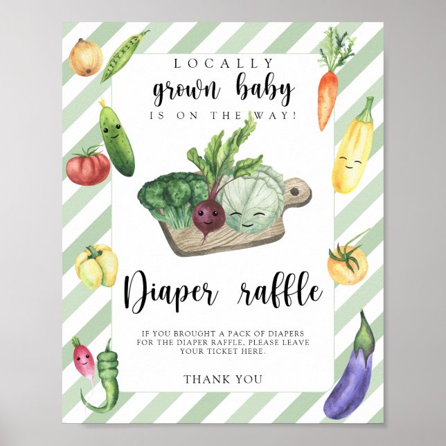 Poster chá de bebê no mercado de agricultores - rifa de f (Frente)