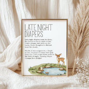 Poster Chá de Bebê Noturno de Animais da Floresta Boho Fr