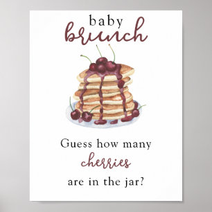 Poster Chá de Bebê Panquecas Adivinhe quantas Cerejas