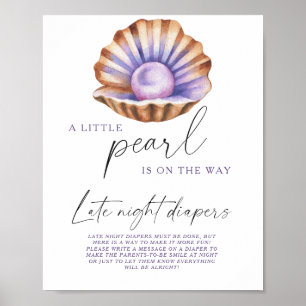 Poster Chá de bebê Pearl shell Jogo de fraldas tarde da n