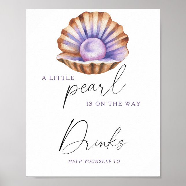 Poster Chá de bebê Pérola - Bebidas (Frente)
