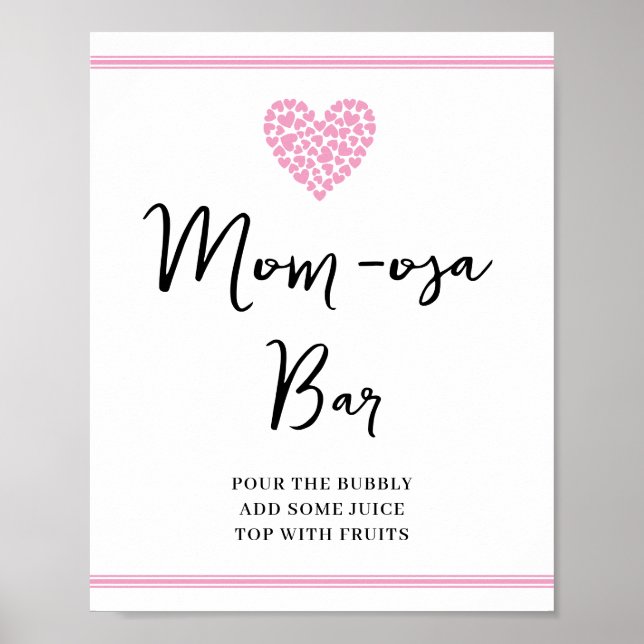 Poster Chá de Bebê Pink Heart Mom-osa-bar (Frente)