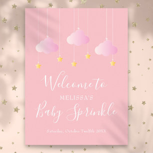Poster Chá de Bebê Rosa Rosa Brilhante