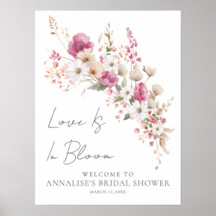 Poster Chá de Bebê Rosa Wildflower