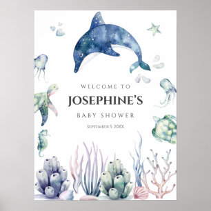 Poster Chá de Bebê Sea Life Boas-Vindas