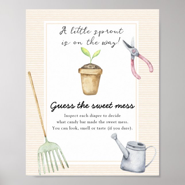 Poster Chá de bebê Sprout - Adivinhe a bagunça doce (Frente)