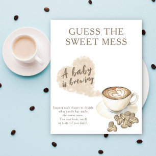 Poster Chá de bebê tema café Adivinhe a bagunça doce