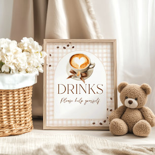 Poster Chá de Bebê Tema Café Bean Baby está Cozinhando Ba