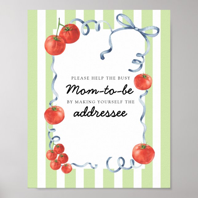 Poster Chá de bebê Tomate Mãe Ocupada (Frente)
