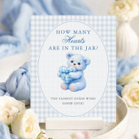 Chá de Bebê Urso Teddy com Laço Xadrez Azul